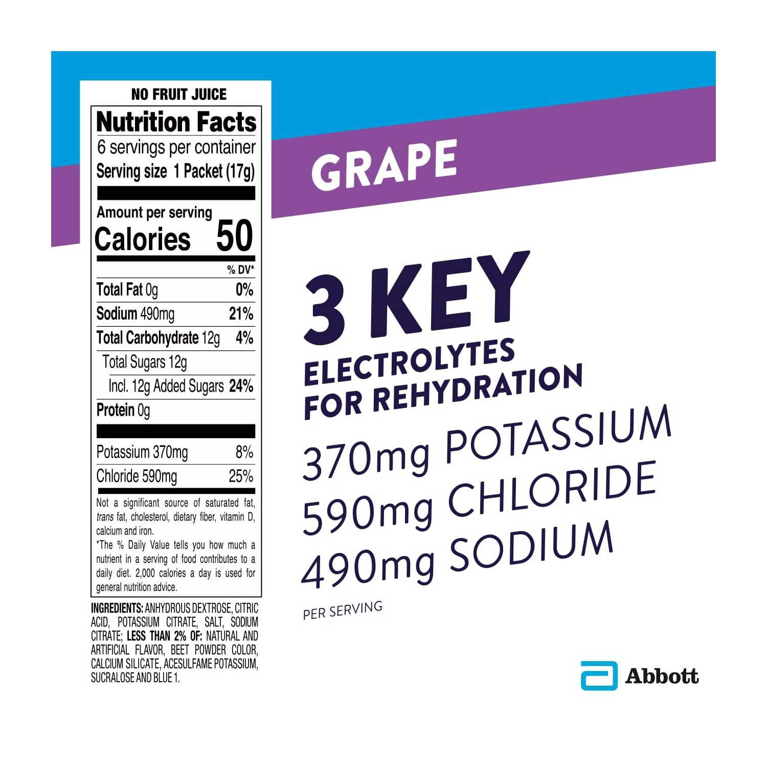 Pedialyte Electrolyte Powder Packets, Grape, Hydration Drink, 18 Single-Serving Powder Packets