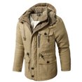 thumbnail image 2 of Parka de invierno con capucha, cortavientos, de algodón, acolchada, gruesa, ajustada, informal, de forro polar, clásica, cálida, 2 of 5