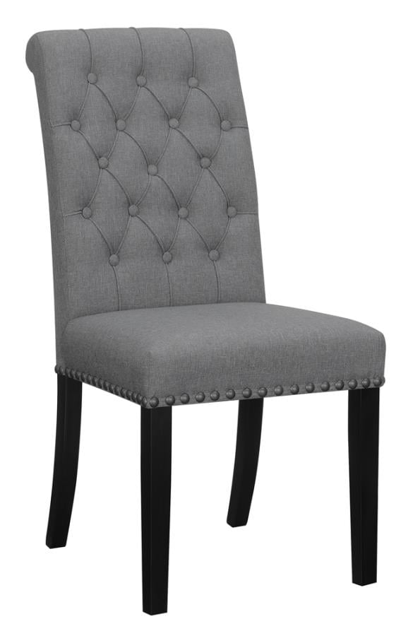 Upholstered Grey Tufted Dining Side Chairs with Nailhead Trim Set of