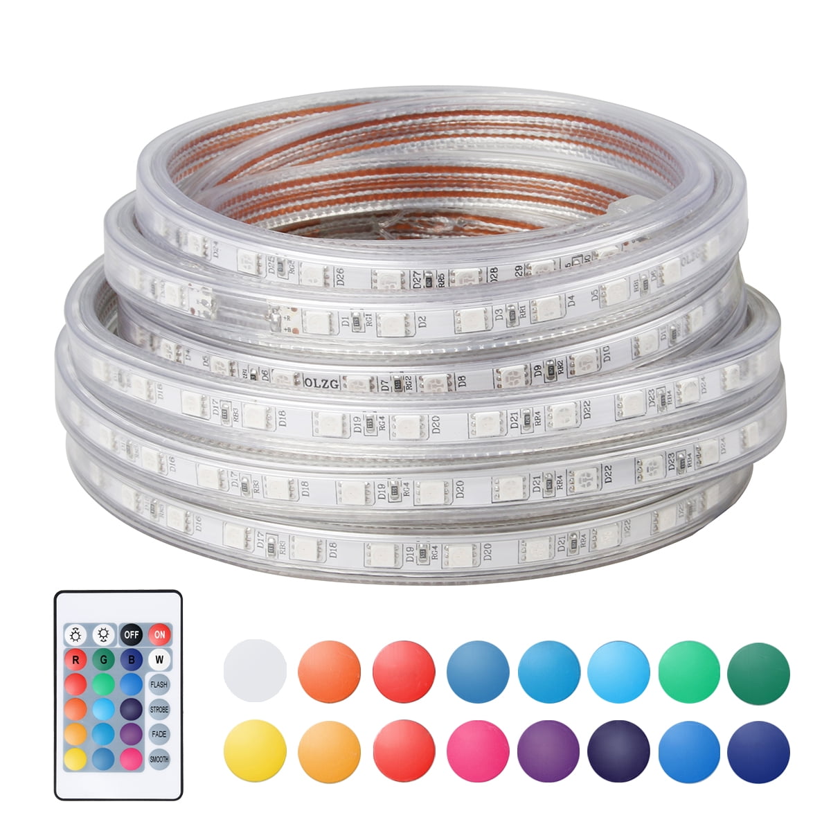 With US Plug 110V 5050 LED Strip Light Flexible Tape Lighting Rope Home Outdoor 