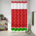 thumbnail image 5 of No Hook Shower Curtain with Built-in Rings - Abstract Summer Washable Waterproof Fabric Bathroom Curtains for Hotel,Rentals, Stall 36 X 72 Inch , Watermelon Polka Dot Green Red, 5 of 8