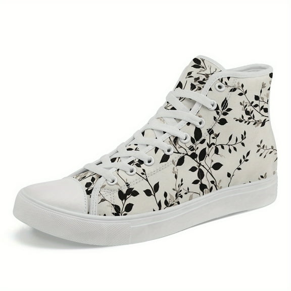 Coolcustomize Men's Trendy High-Top Sneakers, Nature-Inspired Print Design Casual Shoes, Fashion Streetwear Lace-Up Trainers, Stylish & Versatile Footwear, Plus Size Casual Boots