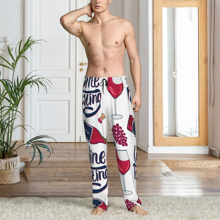 Lafuoo Red Wine Glass Bottle Pattern Men s Pajama Pants Long Pajama Pants with Drawstring and Pockets Sleepwear Home Wear X Large Walmart