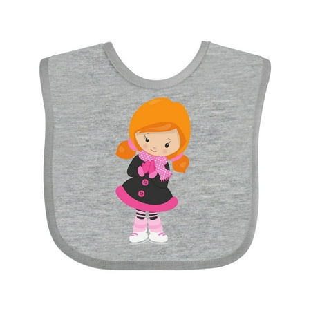 

Inktastic Ice Skating Girl Cute Girl Orange Hair Scarf Gift Baby Girl Bib