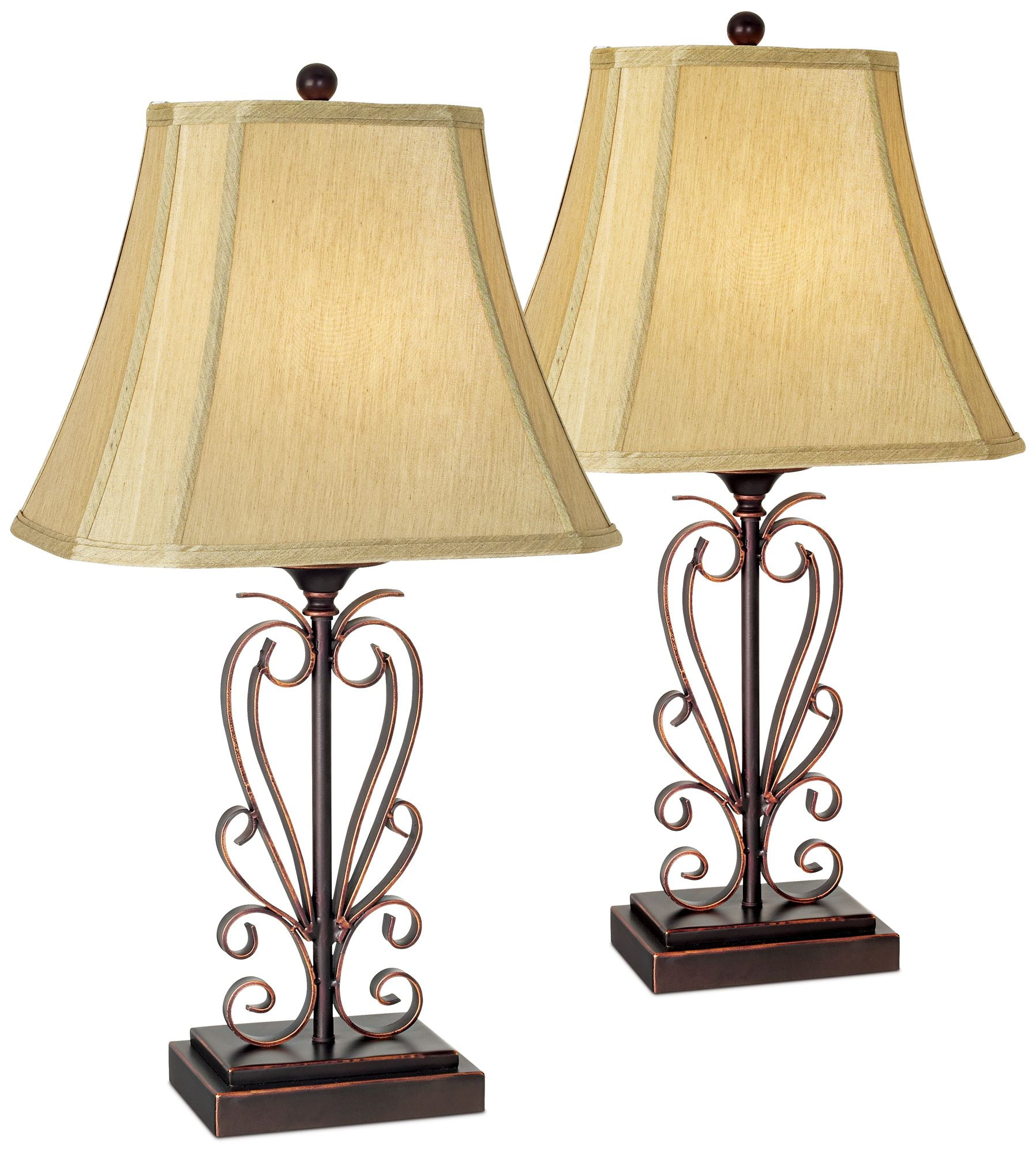 Franklin Iron Works Traditional Table Lamps Set of 2 with Table Top