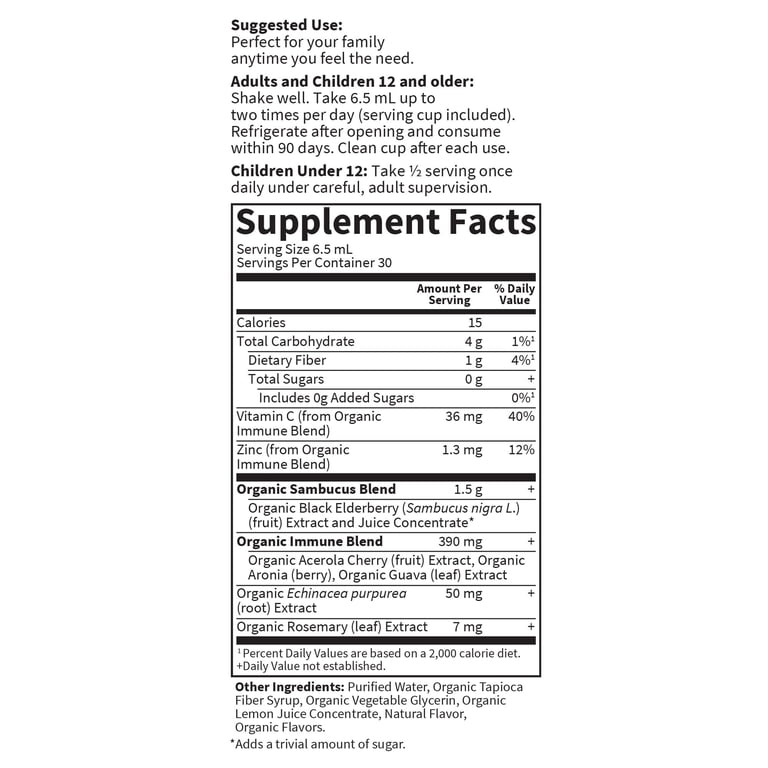 Garden of Life Organics Elderberry Immune Syrup, 6.59 fl oz photo 2