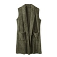 thumbnail image 4 of DHFJKG Womens Mediun Length Fuzzy Vest Cardigan Sleeveless Open Front Fluffly Shaggy Vest Jacket Long Coat Solid Color With Pockets Cozy Outerwear, 4 of 5