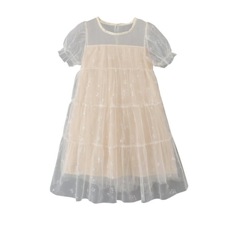 

Little Girls Dress Toddler Fly Sleeve Star Moon Sequins Princess Dress Dance Party Ruffles Dresses Clothes Kids Baby Sweet Sundress Outwear Leisure Dailywear