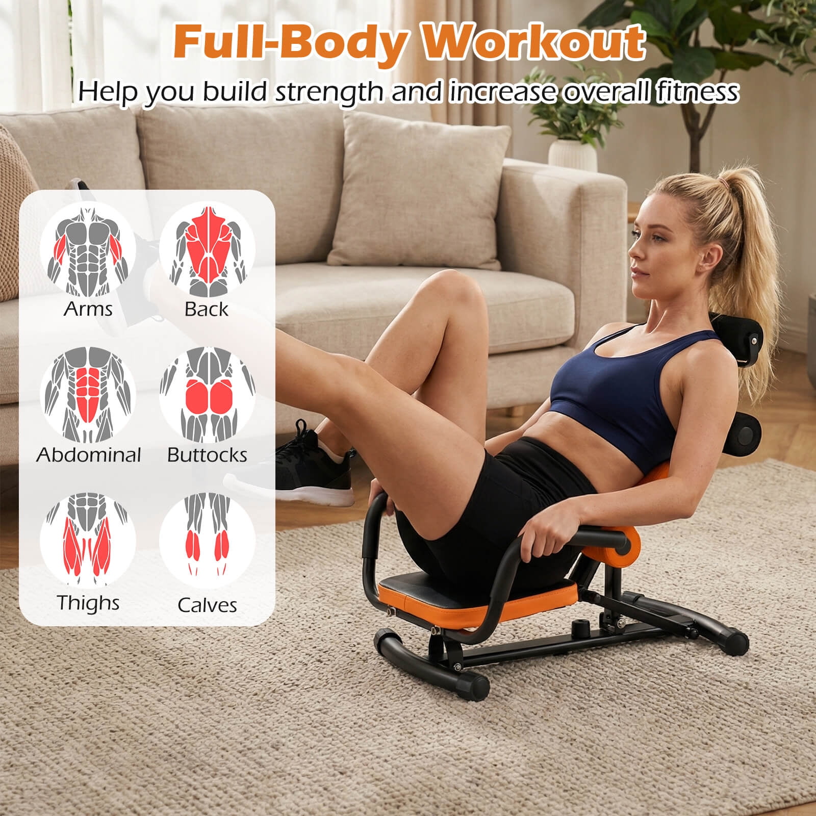 Costway Core Ab Trainer Bench Abdominal Stomach Exerciser Workout Gym Fitness Machine