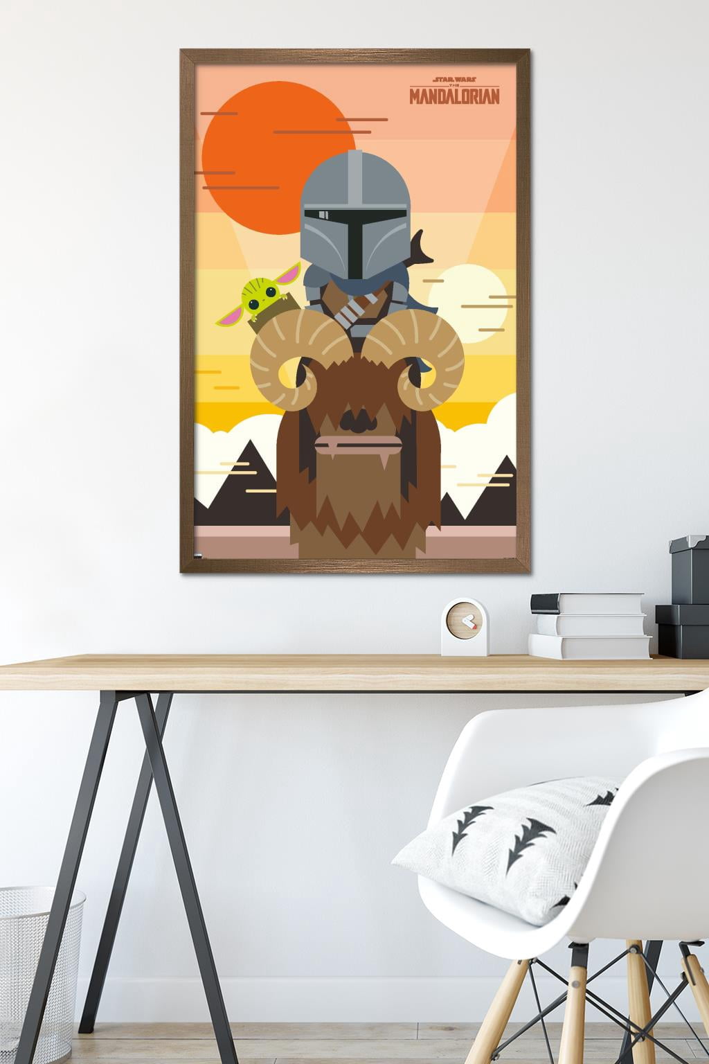 Star Wars: The Mandalorian - Geo Pop Sunset Wall Poster, 22.375" x 34", Framed