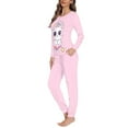 thumbnail image 2 of FOR U DESIGNS Rainbow Cat Pajamas Sets for Women Long Sleeve Pants and Tops Pink Set 2 Piece Size XS Small Lightweight Pjs for Women Set with Pockets Women Sleepwear Set Fall, 2 of 6