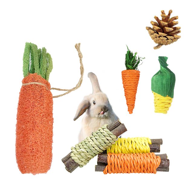 Juguetes Para Masticar Conejitos, Materiales Naturales, Juguetes Seguros Para Masticar, Aperitivos Nutritivos Para Mascotas Pequeñas, Conejos, Chinchillas, Conejillos De Indias, Mantienen 7 Uds. seitruly PT000768-00