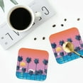 thumbnail image 5 of Balery 6 Pcs Beach With Palm Treesleather Coasters Set, Drink Table Cup Coasters For Living Room Kitchen Coffee Decor, 5 of 9
