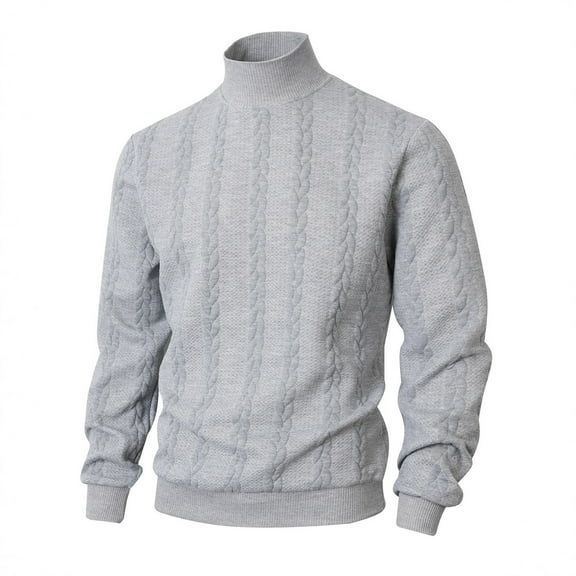 OGLCCG Men's Turtleneck Sweater Slim Fit Casual Warm Jacquard Twisted Knitted Pullover Sweaters Winter Soft Solid Color Sweaters