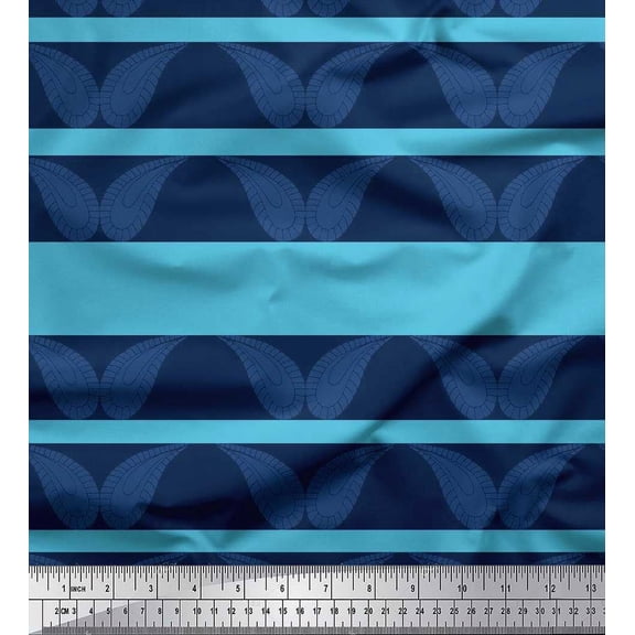 Soimoi Cotton Duck Fabric Stripe & Paisley Print Fabric by the Yard 42 Inch Wide