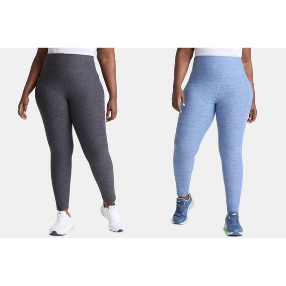 (2 pack) Athletic Works Women's and Women's Plus ButterCore Full Length Leggings with Pockets, Sizes XS-4X
