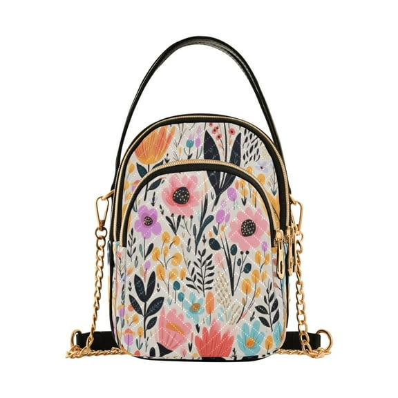 ALAZA Chain Crossbody Bags for Women Wild Flowers Floral Shoulder Handbag Phone Purse