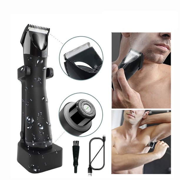 EIMELI Electric Body Hair Trimmer for Men Rechargeable Double Head Groin Hair Trimmer Waterproof
