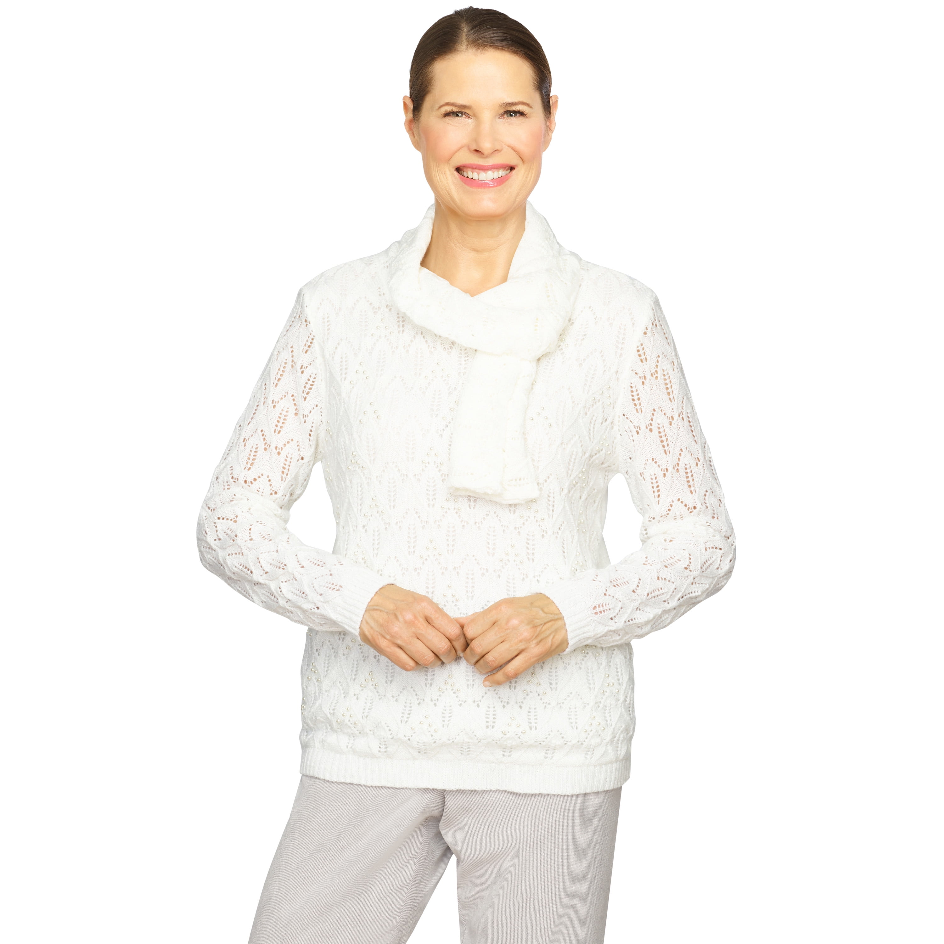 Alfred Dunner Womens Scarf Pointelle 
