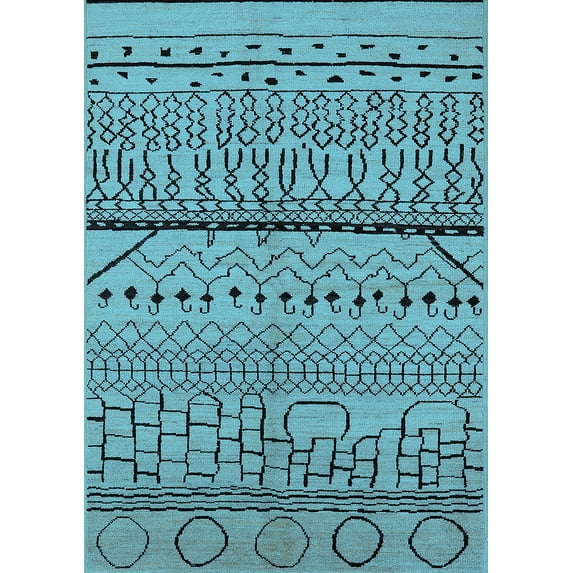 Ahgly Company Indoor Rectangle Solid Light Blue Modern Area Rugs, 2' x 4'