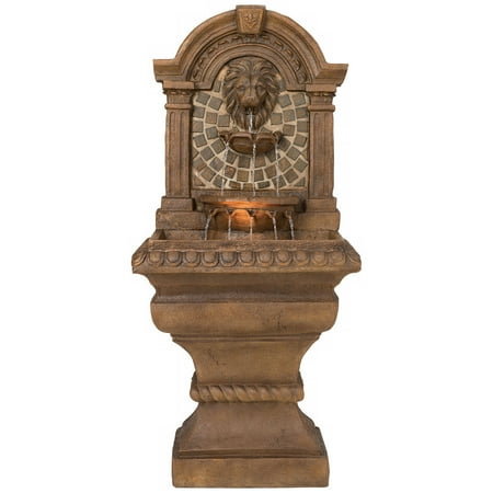 Wave Wall Fountain - John Timberland Mediterranean Outdoor Wall Water Fountain with Light LED 51