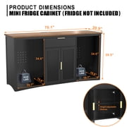 Long Coffee Bar Cabinet with Fridge Space, 70.1 M
