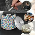 thumbnail image 4 of Yayeee Ashtray with Lid for Cigarette Smokeless Stainless Steel Home Ash Holder, Blue Checkered Daisy, 4 of 7