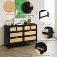 thumbnail image 4 of 6 Drawer Dresser for Bedroom, Rattan Dresser Drawer with Metal Handles, Modern Wooden Dresser Chest, 4 of 8