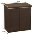 thumbnail image 2 of Household Essentials Double Laundry Hamper with Lid, Two Compartments for Easy Sorting with Removable Liner, Collapsible, Brown Linen 5614, 2 of 9