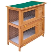 vidaXL Rabbit Hutch Brown, Green Pine wood, Plywood, Powder-coated iron