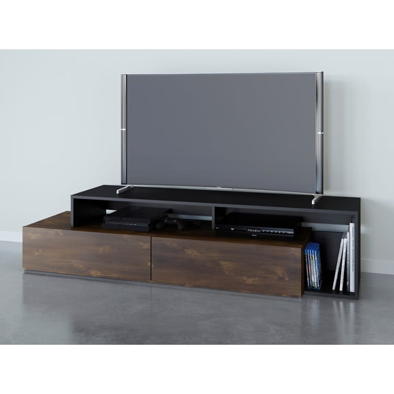 Nexera Paisley TV Stand for TVs up to 80 in Truffle and Black