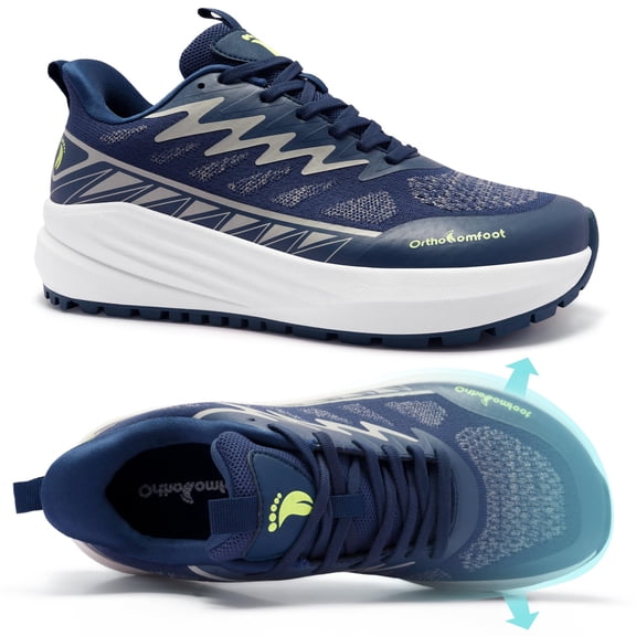 OrthoComfoot Men's Wide Orthopedic Trail Running Shoes, Arch Support Athletic Sneakers for Walking, Work and Outdoor Use