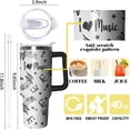 thumbnail image 2 of 40oz Music Teacher Gifts Tumbler with Handle and Straw, Musical Note Stainless Steel Insulated Cup with Lid, Travel Coffee Mug Water Bottle, Birthday Gifts for Women Men, 2 of 6