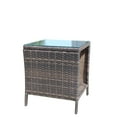 thumbnail image 4 of Side Table Outdoor for Backyard, SHINPT Outdoor Table with Storage, Wicker Side Table with Clear Tempered Glass, Glass Side Table for Yard, Lawn, Outdoor Square Coffee Table for Patio, Garden, 4 of 8