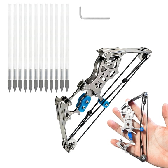 BESTSKY Mini Bow and Arrow Set,Stainless Steel Mini Crossbowk,Left and Right-Handed General Compound Bow,Archery Bow Collecting,Decompressing and Shooting Practice
