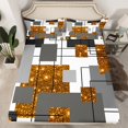 thumbnail image 2 of YST Abstract Geometric Bedding Full Orange Glitter Bling Sequins Check Bed Sheets,Black Grey Geometry Stripes Grids Sheet Set Starry Sky Stars Fitted Sheet + Flat Sheet + 2 Pillow Cases, 2 of 5