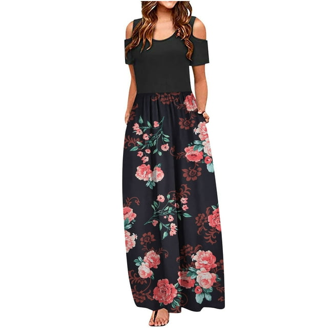 SMihono Robe Maxi Bohème d'Été pour Femmes Grande Taille Décontractée Col en V Sans Manches Bandage Rayé Imprimé Ample Robe Longue de Plage