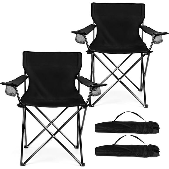 Foldable Camping Chair for Adults Black (Pack-2)