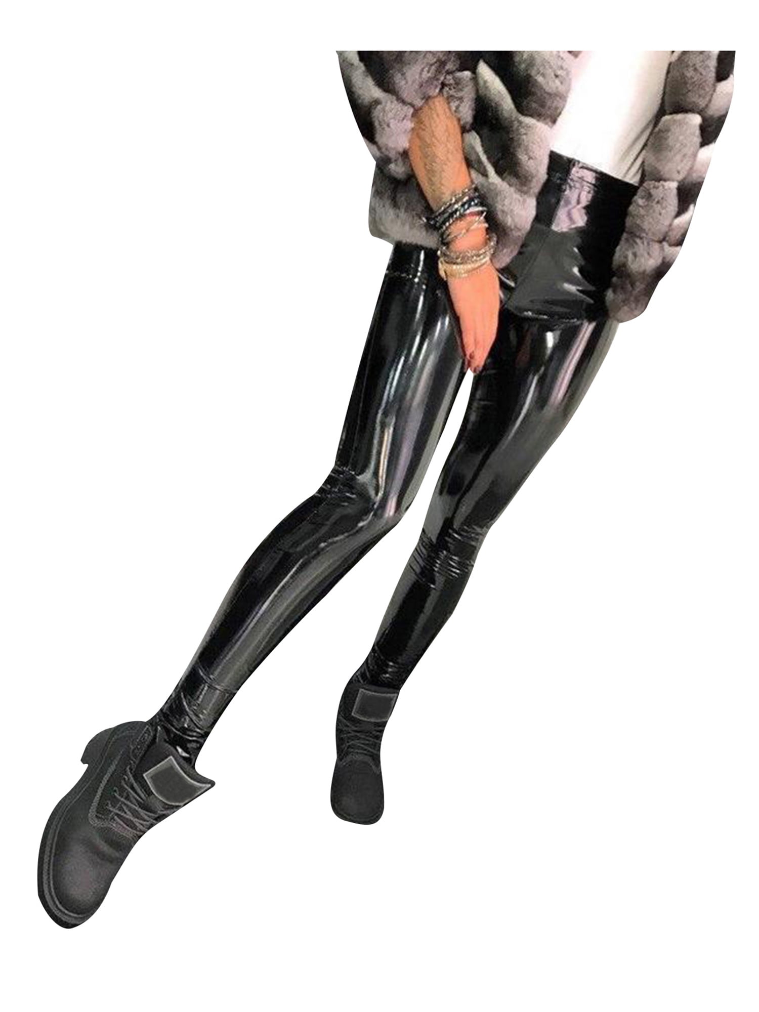shiny faux leather pants