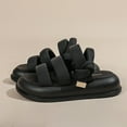 thumbnail image 4 of Jacenvly 2024 New Summer Outdoor Fashion Sports Flat Shoes Casual Comfortable Middle Heel Muffin Bottom Slippers Black Sandals for Women, 4 of 7