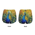 thumbnail image 3 of Yiaed Peacocks Print Women's Running Shorts with Liner 3 Zipper Pockets Elastic Workout Athletic Gym Yoga Shorts-Large, 3 of 7