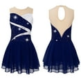 thumbnail image 2 of Aislor Girls Shinny Rhinestone Leotard Ballet Dance Tutu Dress Figure Ice Skating Dancewear Navy Blue 14, 2 of 7