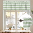 thumbnail image 5 of Kitchen Valances for Window, Sage Green Linen Striped Light Filtering Rod Pocket Valance Curtain, Vintage Farmhouse Short Curtains Window Topper for Bedroom Bathroom Living Room 54x18in, 5 of 8