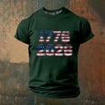 thumbnail image 2 of Rggeeun Men'S T-Shirts Red White And Blue Stripes 1776-2026 Graphic Print Short Sleeve Crew Neck Casual Comfortable For 4th Of July Pool Party Vintage Tee,Dark Green,S, 2 of 4