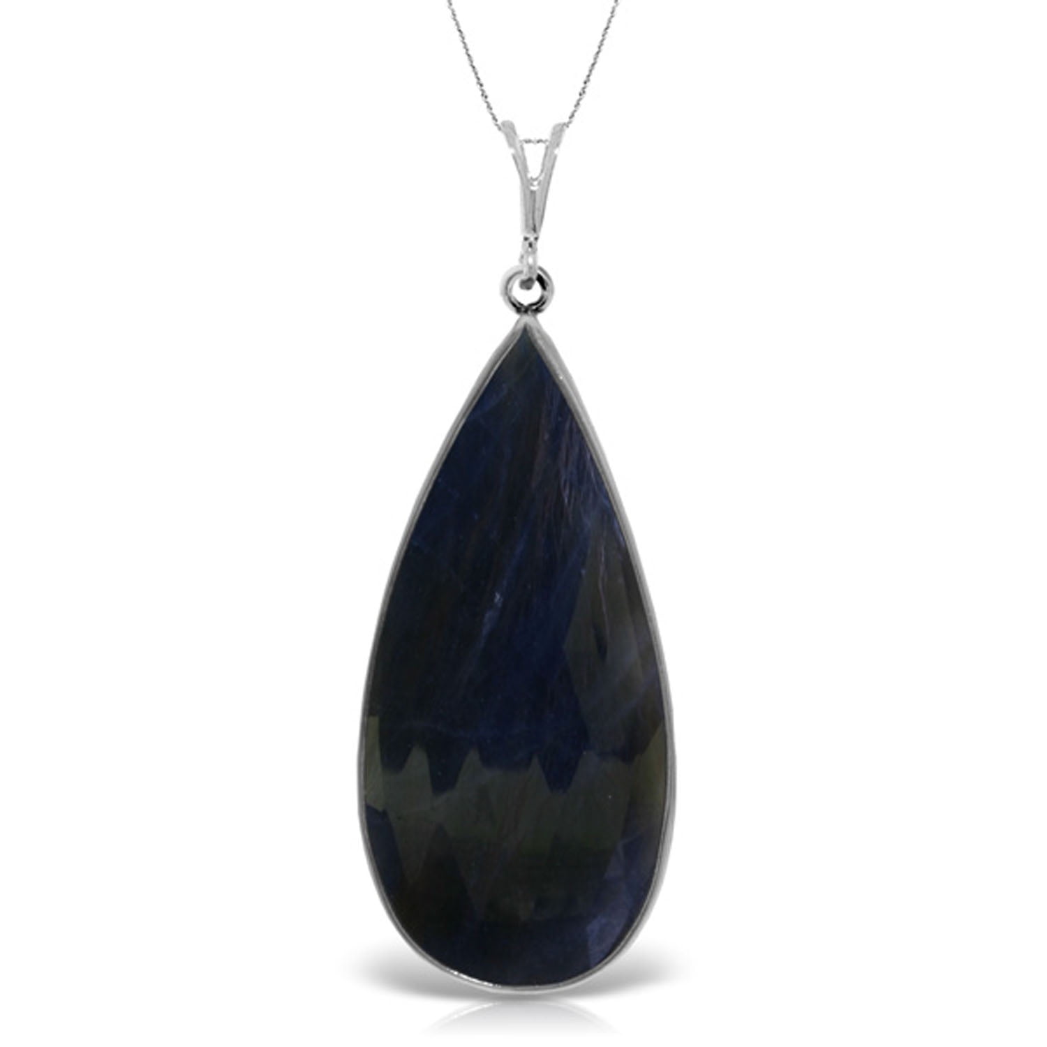 Galaxy Gold 14K Solid Gold Natural Sapphire Pear Drop Pendant Necklace for Women - White Gold Fine Jewelry