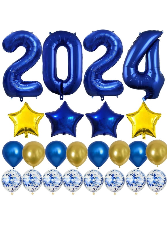 2024 Balloons 40 inch Blue Foil Number Balloons for Graduation Decorations Class of 2024 Party  New Year Eve  Festival Party Supplies