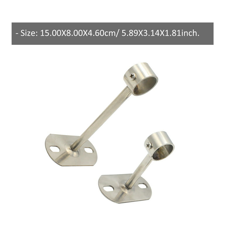 2 Pcs Universal Wall Mount Holder Curtain Bracket Heavy Duty Rod Closet  Shower Rods Tension Clothes Socket Pole Crane Stainless Steel 