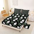 thumbnail image 2 of Homewish Halloween Ghost Bow Bed Sheets,Neon Ribbon Bowknot Pattern Full Size Sheets,Black Lime Green,4-Piece,1 Flat Sheet,1 Fitted Sheet and 2 Pillowcases, 2 of 6