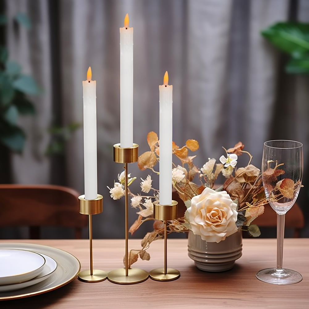 Flickering Ivory Flameless LED Battery Operated 6 Pack ,Taper Plastic Candles 3D Wick Lights Dropping Tear with Remote Control with Timer for Home Decor ,Halloween ,Christmas ,Wedding ,Banquet
