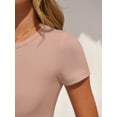 thumbnail image 6 of ANRABESS Bodysuits for Women, Women's Short Sleeve Bodysuit Stretchy Comfy T-shirt Round Neck Basic Body Suit Tops Casual Outfits 2026 Light Camel XS, 6 of 13